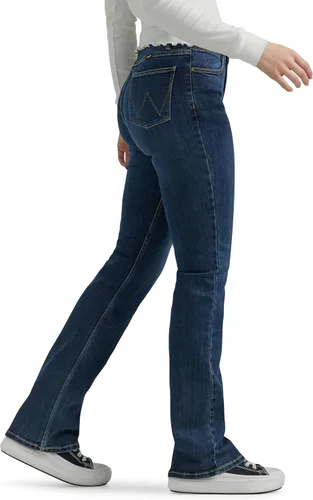 Vista 2 de Wrangler Jeans de bota de tiro alto para mujer, Cabaña Cobalto Plaid