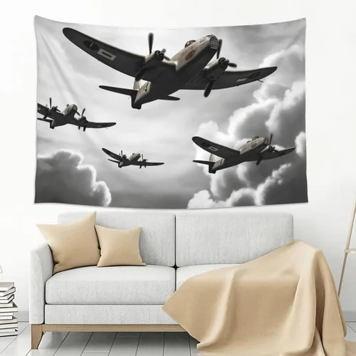 Vista 5 de VTCTOASY Tapiz estampado de la Segunda Guerra Mundial para colgar en la pared, bonito tapiz de pared para dormitorio, sala de estar, 60 x 40 pulgadas