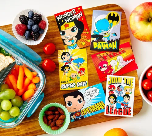 Vista 5 de American Greetings Notas de mini lonchera, DC Super Friends (40 unidades)
