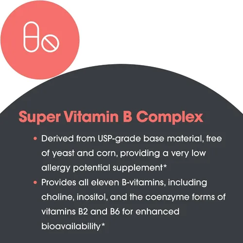 Vista 7 de Allergy Research Group ARG Super Vitamina B - Suplemento completo de vitamina B - Coenzima B2 y B6 para una biodisponibilidad mejorada - Apoyo al