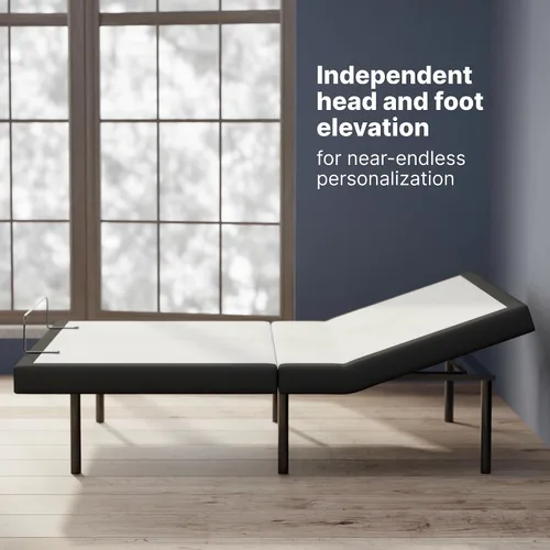 Vista 4 de GhostBed Base de cama ajustable con control remoto inalámbrico, ajustes de gravedad cero y masaje, puertos USB, marco de cama ajustable relajante