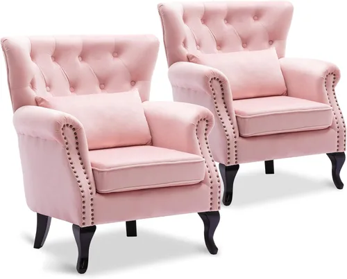 Vista 21 de Sillas de Brazo de Lectura Accent Sillas Midcentury Modernas Cómodas Silla de Sofá de Esquina, Silla de Club Wingback de Sala de Espera con Respaldo