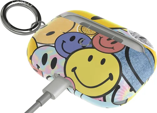 Vista 2 de Casely Funda compatible con AirPods Pro 1 All Smiles Funda para AirPods con adhesivo de cara sonriente