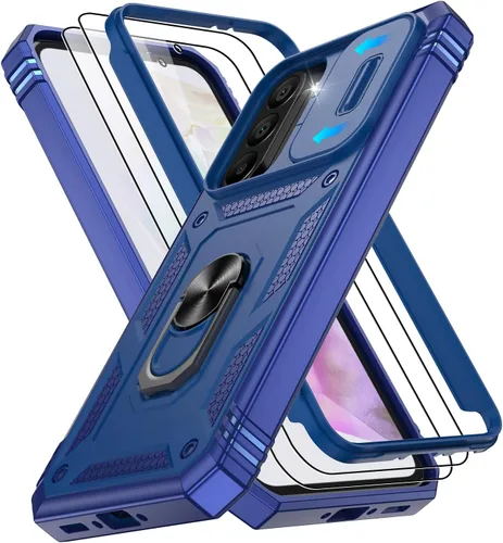 Vista 201 de Gritup Funda para Google Pixel 6 con cubierta deslizante para cámara y protector de pantalla (2 unidades), soporte de anillo giratorio 360°, funda