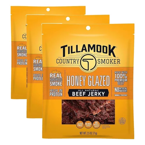 Vista 6 de Tillamook Country Smoker Carne seca de madera dura ahumada con miel, 2.5 onzas (Paquete de 12)