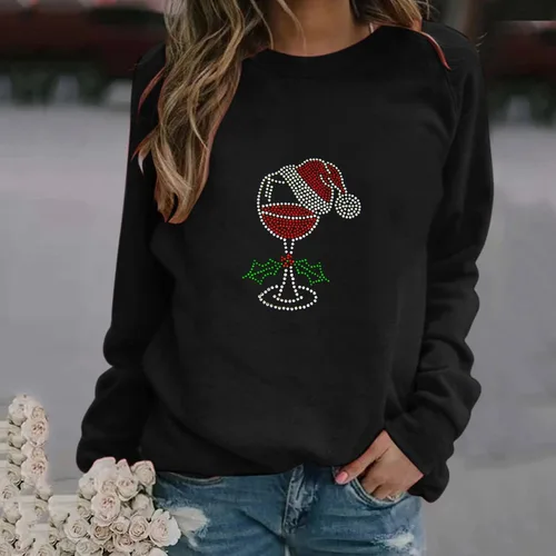 Vista 3 de Suéteres feos de Navidad 2023 para mujer, sudadera de manga larga con cuello redondo, sudadera de Navidad sudadera de gran