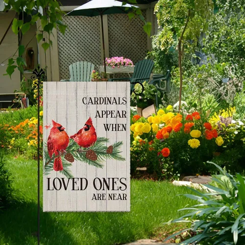 Vista 5 de Hafhue Cardinals Appear When Loved Ones Are Near Welcome - Bandera de jardín de doble cara de 12 x 18 pulgadas, bandera de decoración de césped