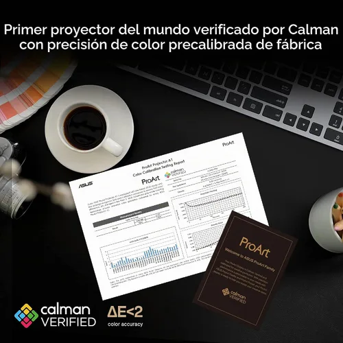 Vista 2 de ASUS ProArt A1 Proyector Profesional Calman Verificado con 3000 Lúmenes, Proyector Full HD con Entrada 4K, Keystone Automático, Proyector de Cine