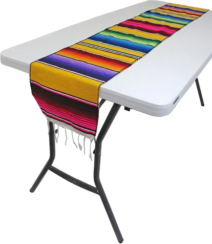 Vista 2 de Camino de mesa de serape mexicano 72 x 12 pulgadas por Leos Imports (TM) (Aqua)