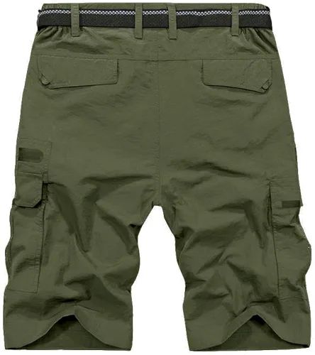 Vista 2 de Pantalones cortos de senderismo para hombre, de secado rápido, ligeros, transpirables, para exteriores, de carga.