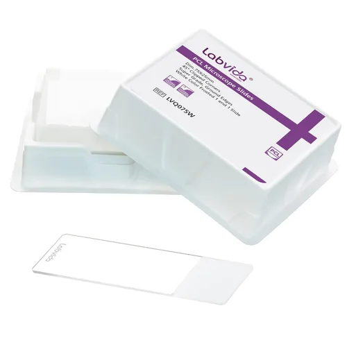 Vista 14 de 72 piezas de portaobjetos de microscopio con carga positiva, portaobjetos adhesivos hechos de vidrio super blanco, bordes finamente pulidos, área