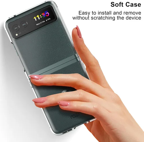 Vista 6 de Feitenn Funda para Moto Razr 2023, delgada y rígida de policarbonato a prueba de golpes, protector de pantalla flexible interior, película