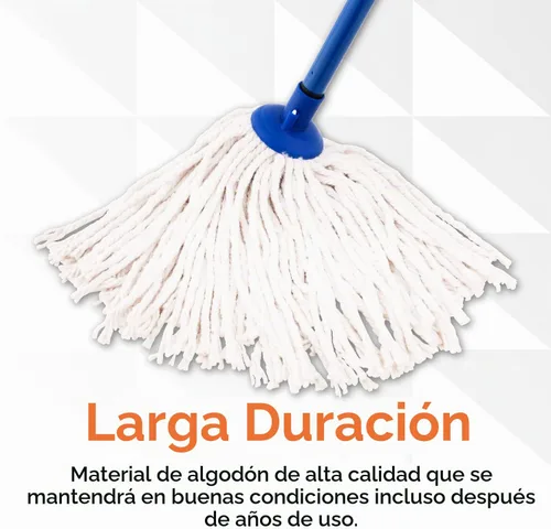 Vista 3 de Superio Trapeador de hilo de algodón para limpieza de pisos de madera dura para el hogar, cocina, baño, limpieza de oficina, azul resistente