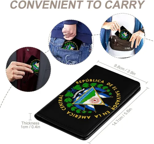 Vista 4 de Coats of Arms of El Salvador - Funda de piel sintética para pasaporte, organizador de documentos de viaje con ranura para tarjetas, Estilo, Mhxyzhw