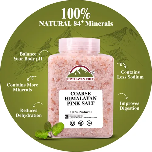 Vista 3 de Himalayan Chef Sal rosa, gruesa, ideal para molinillos de sal y molinos de sal, rica densidad mineral para la salud, certificado Kosher y sin OMG