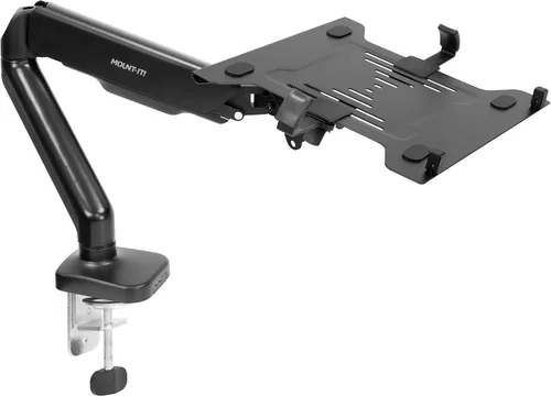 Vista 10 de Mount-It! Soporte de escritorio para laptop y monitor, soporte de brazo de movimiento completo, soporte ergonómico ajustable para monitor, soporte