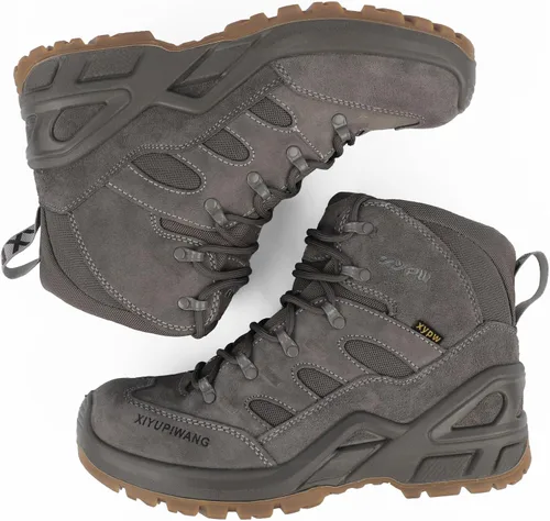 Vista 6 de Botas tácticas militares para hombre, transpirables, cómodas, duraderas, antideslizantes, para combate, seguridad Gris