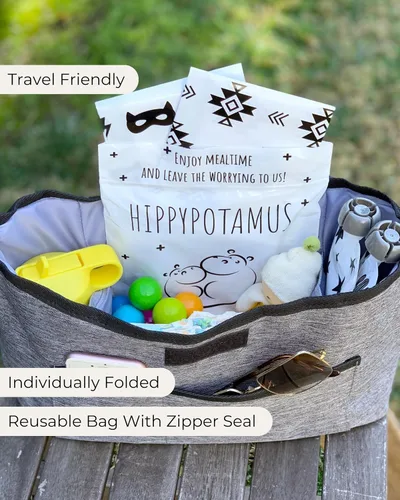 Vista 7 de Hippypotamus Manteles individuales desechables para bebé, paquete de 45 manteles individuales sin BPA para niños y niños pequeños, tapete de viaje