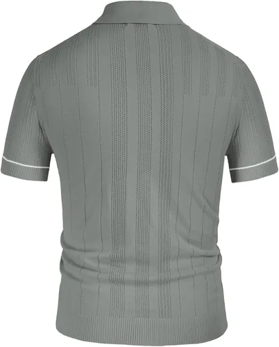 Vista 3 de GRACE KARIN Polo de punto transpirable para hombre, textura ligera, camisas de golf