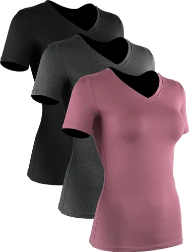 Vista 18 de CADMUS - Camisetas de compresión para mujer, paquete de 3/4/5 unidades, para correr, atléticas, de manga corta, para entrenamiento, yoga, gimnasio