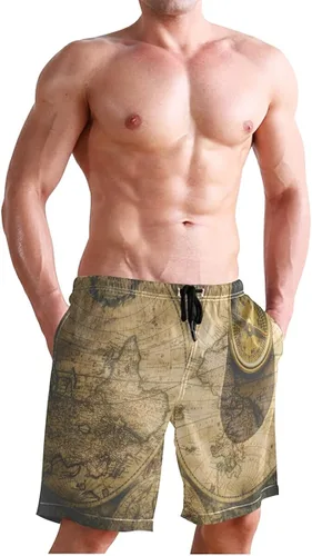 Vista 4 de Old Compass World Map - Traje de baño para hombre, de secado rápido, con bolsillos