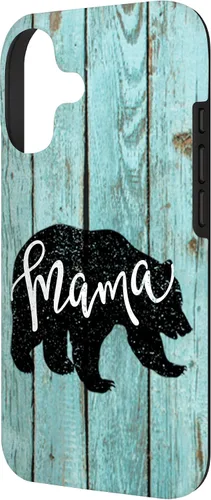 Vista 2 de Turquoise Woodgrain Rustic Farmhouse Shiplap Wood Mama Bear Case for iPhone 17