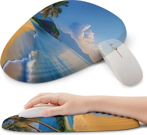 Vista 13 de Alfombrilla ergonómica para mouse con soporte de muñeca, reposamuñecas de espuma viscoelástica para aliviar el dolor y túnel carpiano, base 03