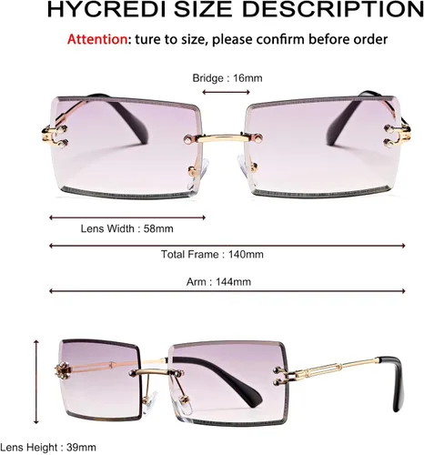 Vista 102 de Gafas de sol rectangulares para hombres/mujeres, gafas de sol pequeñas sin montura cuadrada