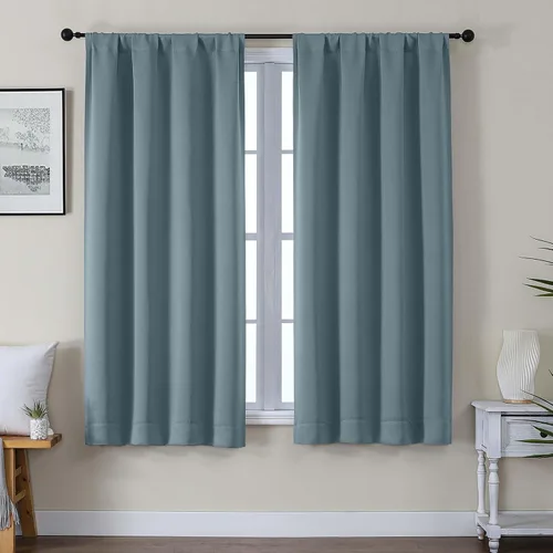 Vista 100 de Gwine Cortinas opacas para dormitorio, 54 pulgadas de largo, paneles de cortina de ventana con aislamiento térmico y reducción de ruido, cortinas