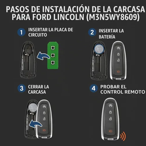 Vista 5 de Carcasa de llavero con control remoto de entrada sin llave compatible con Ford Edge Expedition Explorer Flex Focus Taurus Lincoln MKX MKS MKT