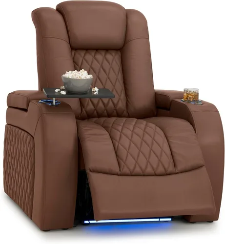 Vista 48 de Seatcraft Asiento de cine en casa Diamante Marrón Reclinable Individual