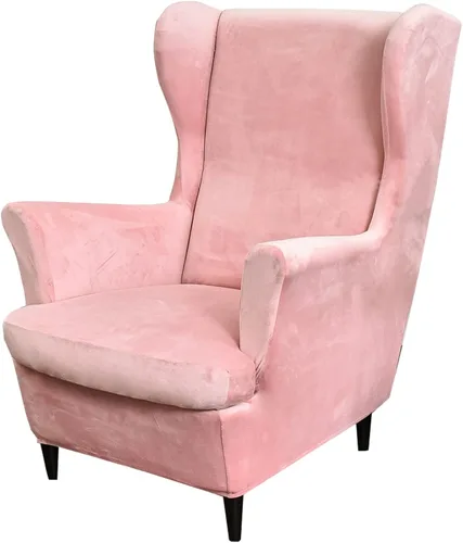 Vista 17 de MIFXIN Wingback - Funda para silla, de terciopelo de 2 piezas, elásticas, con funda de cojín, suave, lavable, protector de muebles para sala