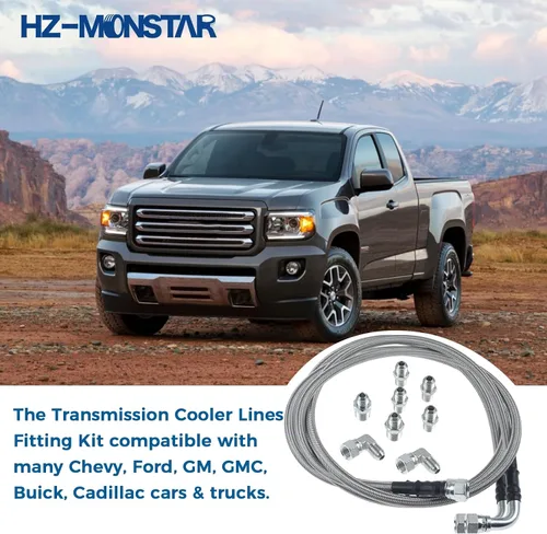 Vista 2 de 6AN 52" Kit de línea de manguera de enfriador de aceite fluido de transmisión Compatible with GM Chevy Ford GMC Buick Cadillac Cars and Trucks