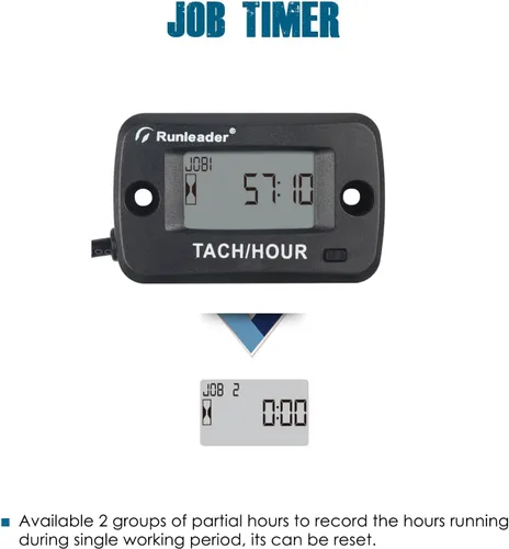 Vista 3 de RL-HM019C - Medidor magnético de pastilla/hora Rotating Shaft, IP68 Waterproof LCD Maintenance Reminder for Pressure Washer, Air Compressor, PTO