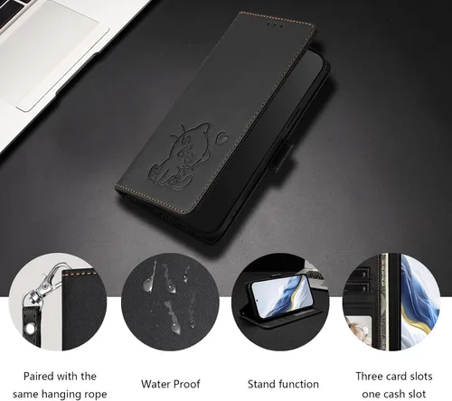 Vista 4 de Funda compatible con Tecno Spark Go 1 / Go 1S / Spark Go 2025, compatible con Tecno Pop 9 4G Lanyard【Soporte para tarjetero, cartera con cierre