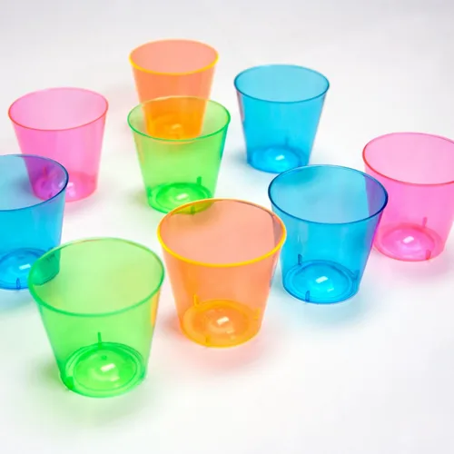 Vista 3 de Party Essentials Vasos de chupito, 1 oz, de plástico duro, Multicolor