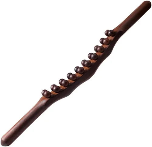 Vista 9 de Herramientas de masaje de madera Gua Sha, herramienta de paleta de drenaje linfático de 10 cuentas, herramienta de masaje de mano para esculpir