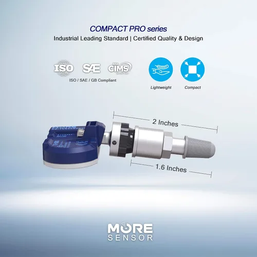 Vista 5 de MORESENSOR Compact PRO Series 315MHz TPMS Sensor de presión de neumáticos Paquete de 4 Preprogramado para modelos seleccionados de más de 35