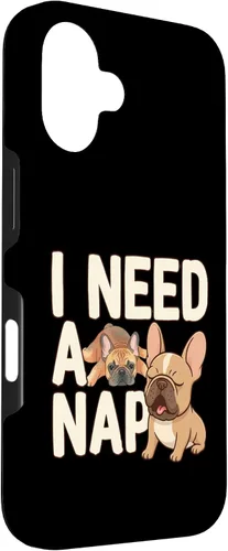 Vista 3 de I Need a Nap Funny French Bulldog Mom Life Tired Parent Case for iPhone 16