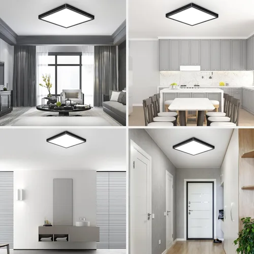 Vista 7 de Lámpara de techo LED cuadrada de montaje empotrado de 12 pulgadas, 24 W, 3000 K/4000 K/6000 K, lámpara de montaje empotrado ajustable, 2800 lm