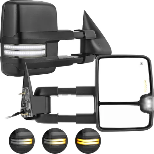 Vista 41 de AUTOSAVER88 Espejos de remolque compatibles con Chevy Silverado GMC Sierra 2007-2014, juego de espejos de remolque con calefacción eléctrica