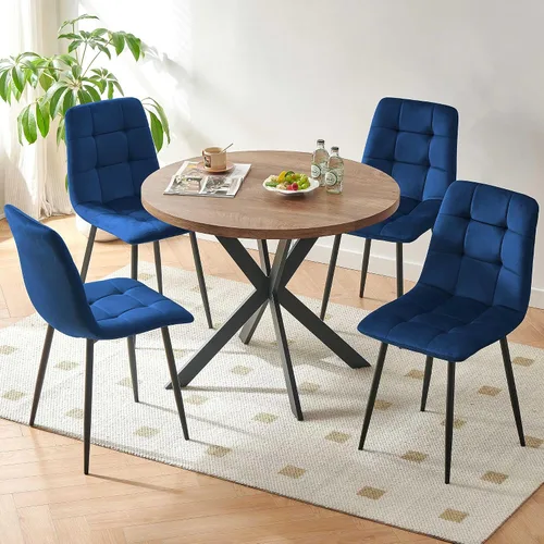 Vista 36 de Homedot Juego de mesa de comedor para 2, mesa de cocina de 3 piezas, juego de sillas de comedor redondas y negras para espacios pequeños, juego