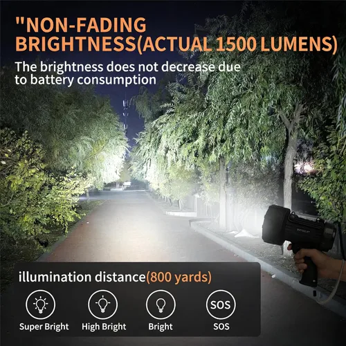 Vista 3 de BUYSIGHT Linterna Reflector Recargable, Reflector Portátil de 1000000 LMS Linterna Impermeable Lámpara de Caza con Filtro Rojo (Negro Grafito)