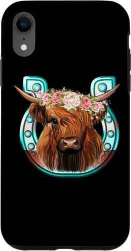 Vista 25 de Floral Highland Cow Heifer Horseshoe Western Country Case for iPhone 16