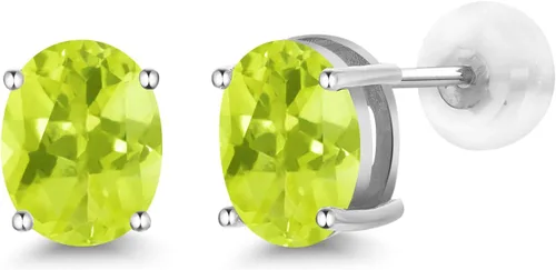 Vista 124 de Gem Stone King Aretes de oro de 14 quilates con piedra natal ovalada de 0.315 x 0.236 in Aretes de oro para mujer