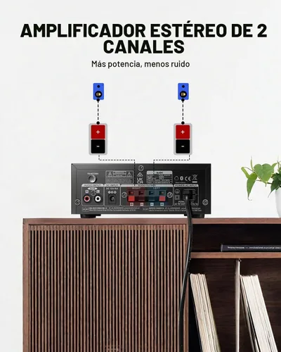 Vista 6 de Moukey Amplificador de audio para el hogar, receptores estéreo de 2.0 canales con Bluetooth 5.3, control remoto de funciones completas, FM, RCA