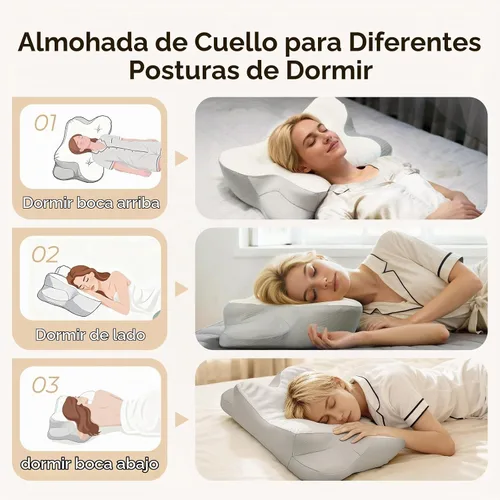 Vista 6 de Almohada cervical para cuello y hombro, almohadas ergonómicas de espuma viscoelástica para dormir, almohada de contorno de zona de alivio dual