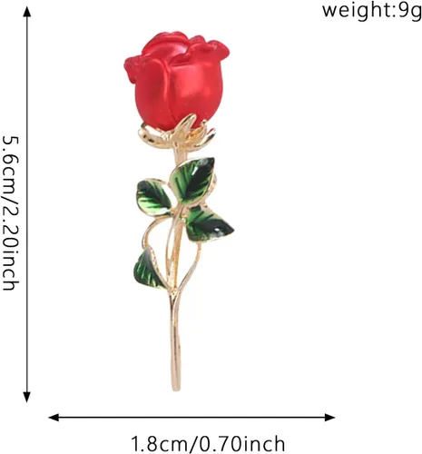 Vista 4 de Broche floral elegante con forma de rosa roja para mujer, accesorio para el día de la madre