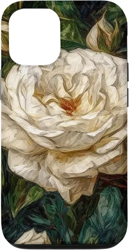 Vista 26 de iPhone 16 Van Gogh Art White Flower White Roses Case