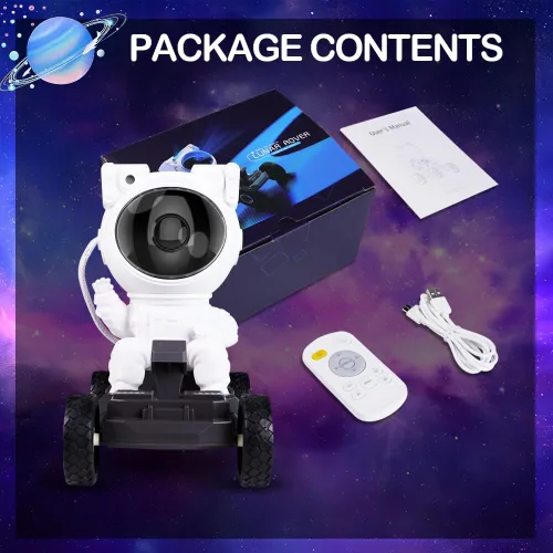 Vista 6 de Proyector de estrellas y galaxias astronautas, luz nocturna, 360° Space Man Lunar Rover Buddy Starry Nebulosa Proyector de techo Cielo LED Starlight
